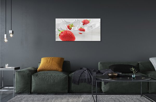 Quadro vetro Latte alla fragola 100x50 cm 2 appendini