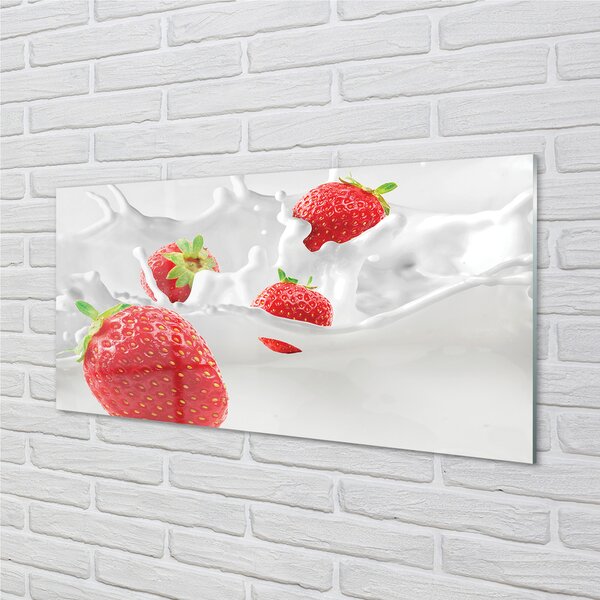 Quadro vetro Latte alla fragola 100x50 cm 2 appendini