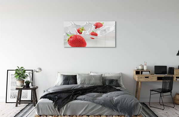 Quadro vetro Latte alla fragola 100x50 cm 2 appendini