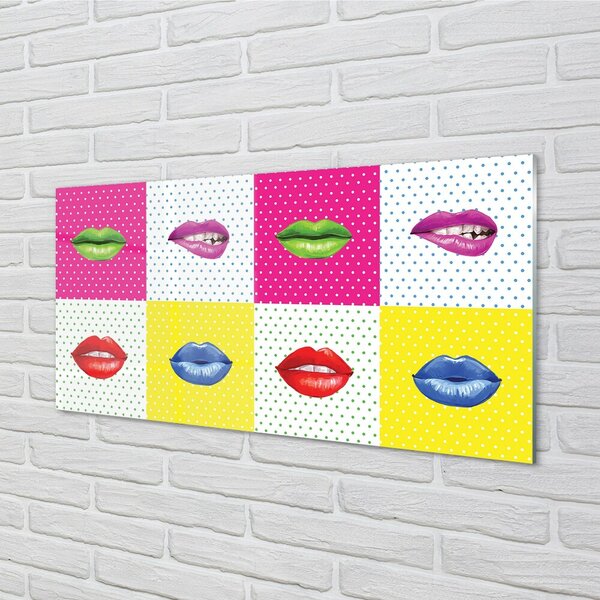 Quadro vetro Labbra colorate 100x50 cm 2 appendini