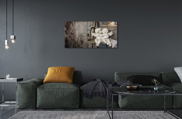 Quadro in vetro Angelo che bacia 100x50 cm 2 appendini