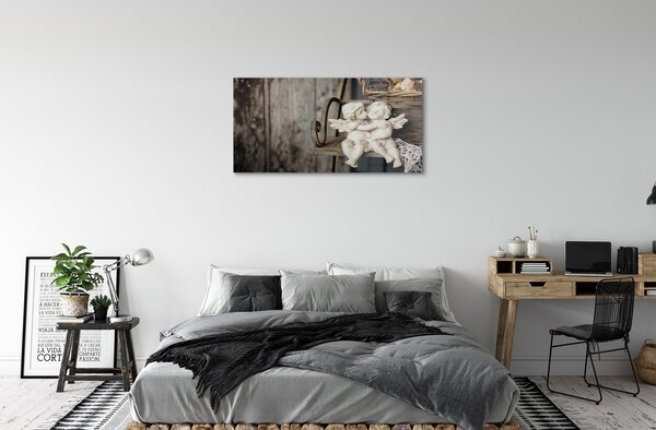 Quadro in vetro Angelo che bacia 100x50 cm 2 appendini