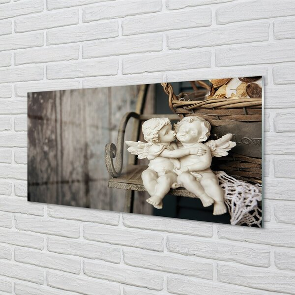 Quadro in vetro Angelo che bacia 100x50 cm 2 appendini