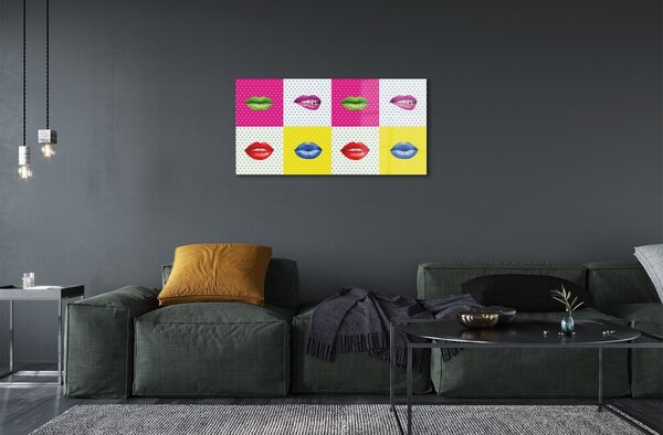 Quadro vetro Labbra colorate 100x50 cm 2 appendini