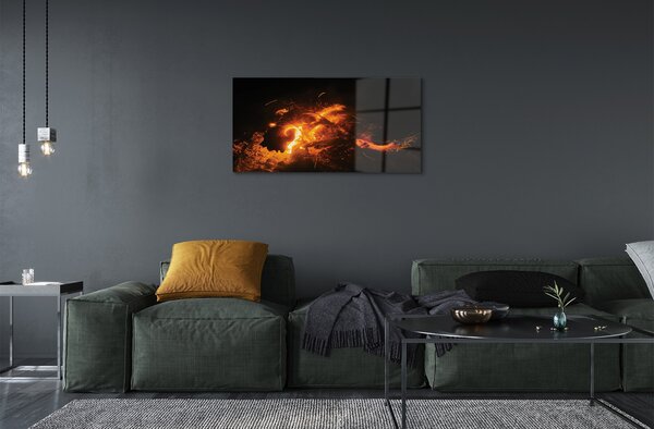 Quadro in vetro Drago di fuoco 100x50 cm 2 appendini