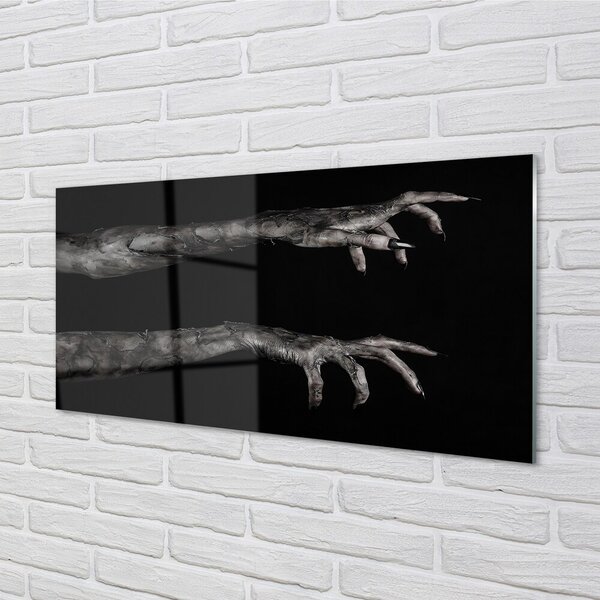 Quadro in vetro Sfondo nero mani sporche 100x50 cm 2 appendini
