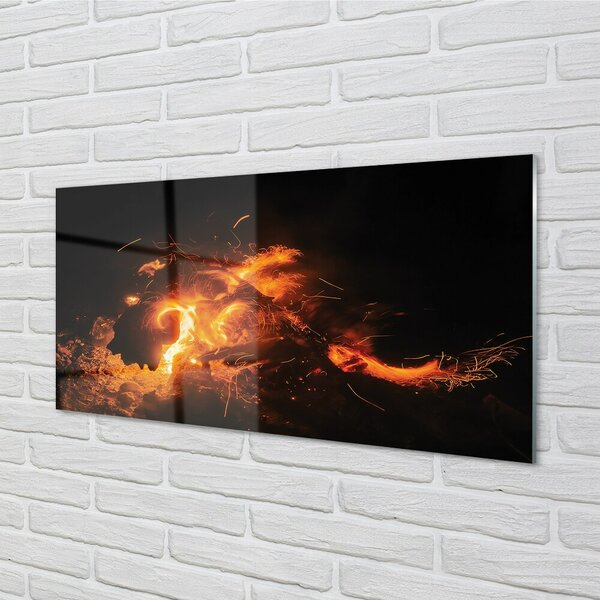 Quadro in vetro Drago di fuoco 100x50 cm 2 appendini