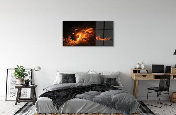 Quadro in vetro Drago di fuoco 100x50 cm 2 appendini
