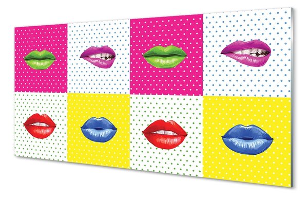 Quadro vetro Labbra colorate 100x50 cm 2 appendini
