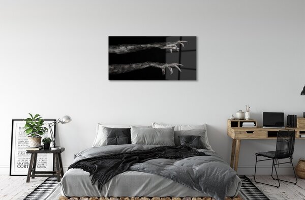 Quadro in vetro Sfondo nero mani sporche 100x50 cm 2 appendini