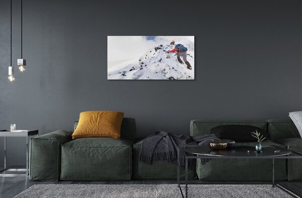 Quadro su vetro Arrampicata in montagna 100x50 cm 2 appendini