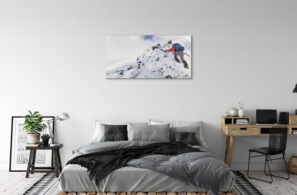 Quadro su vetro Arrampicata in montagna 100x50 cm 2 appendini