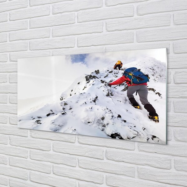 Quadro su vetro Arrampicata in montagna 100x50 cm 2 appendini