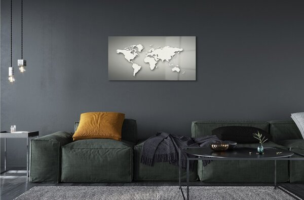 Quadro di vetro Sfondo grigio mappa bianca 100x50 cm 2 appendini
