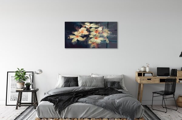 Quadro vetro Immagine di fiori 100x50 cm 2 appendini