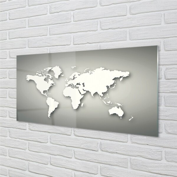 Quadro di vetro Sfondo grigio mappa bianca 100x50 cm 2 appendini