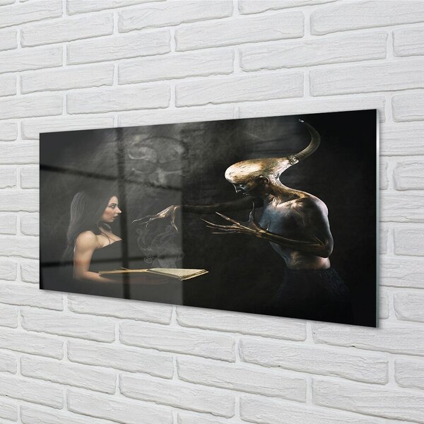 Quadro vetro Figura femminile scura 100x50 cm 2 appendini