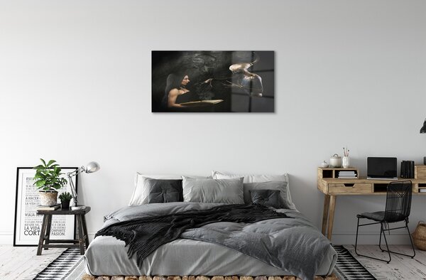 Quadro vetro Figura femminile scura 100x50 cm 2 appendini