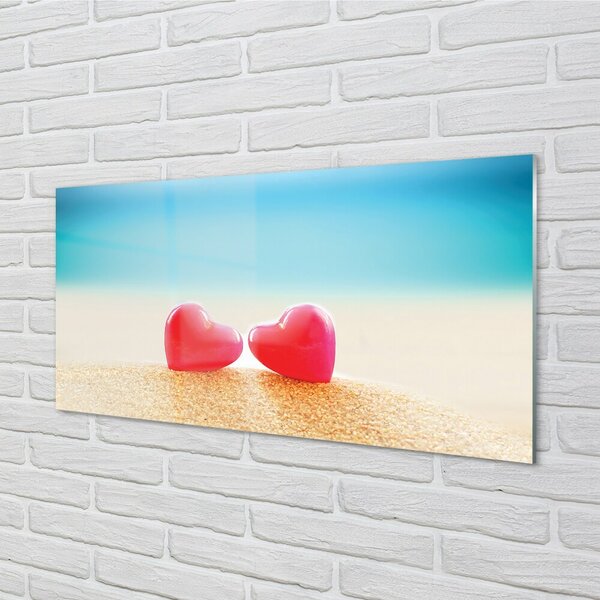 Quadro di vetro Mare di cuori 100x50 cm 2 appendini