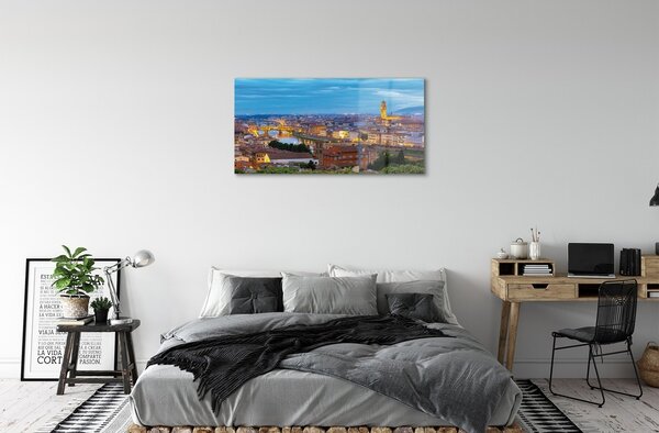 Quadro su vetro Italia panorama del tramonto 100x50 cm 2 appendini