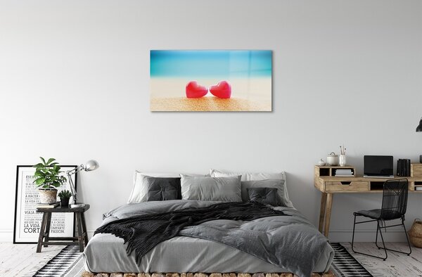 Quadro di vetro Mare di cuori 100x50 cm 2 appendini
