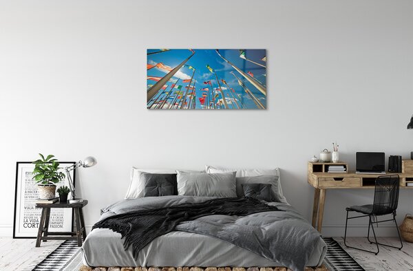 Quadro di vetro Bandiere diverse 100x50 cm 2 appendini