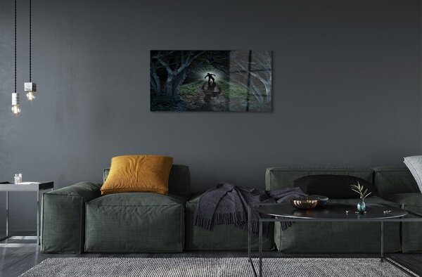 Quadro in vetro Figura di albero della foresta scura 100x50 cm 2 appendini