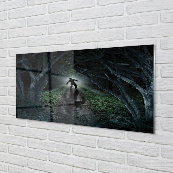 Quadro in vetro Figura di albero della foresta scura 100x50 cm 2 appendini