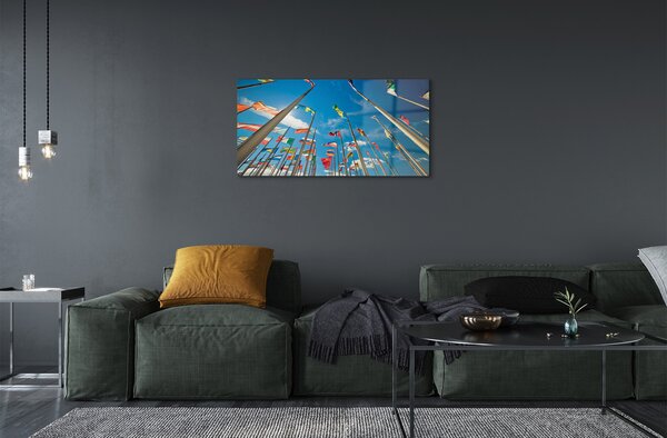 Quadro di vetro Bandiere diverse 100x50 cm 2 appendini