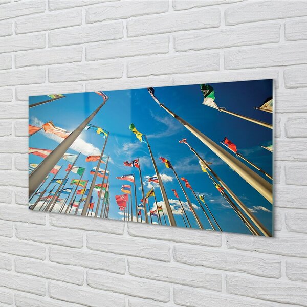 Quadro di vetro Bandiere diverse 100x50 cm 2 appendini