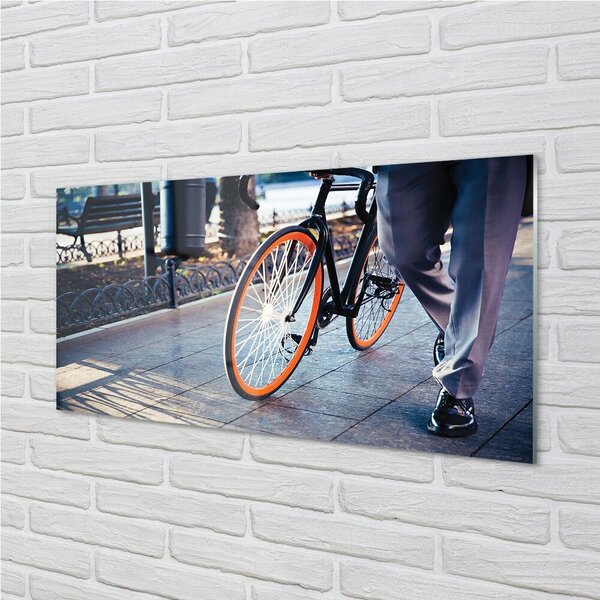 Quadro vetro Gambe in bicicletta città 100x50 cm 2 appendini