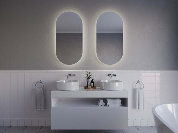 Specchio bagno ovale 60x100 cm con led. Dimmerabile + Touch Control + Bordo non sabbiato + IP44 | Leroy Merlin