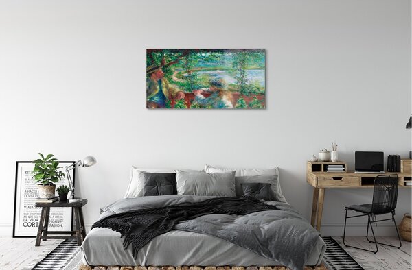 Quadro in vetro In riva al mare - pierre auguste renoir 100x50 cm 2 appendini