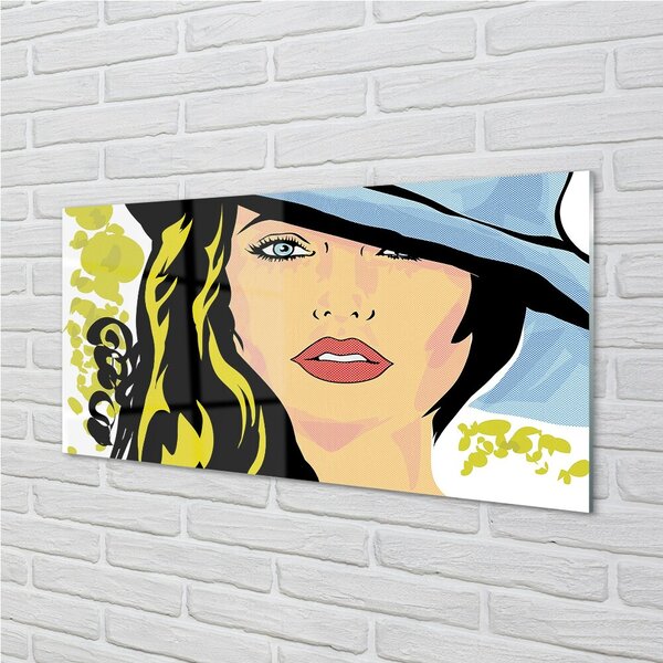 Quadro vetro Cappello da donna 100x50 cm 2 appendini