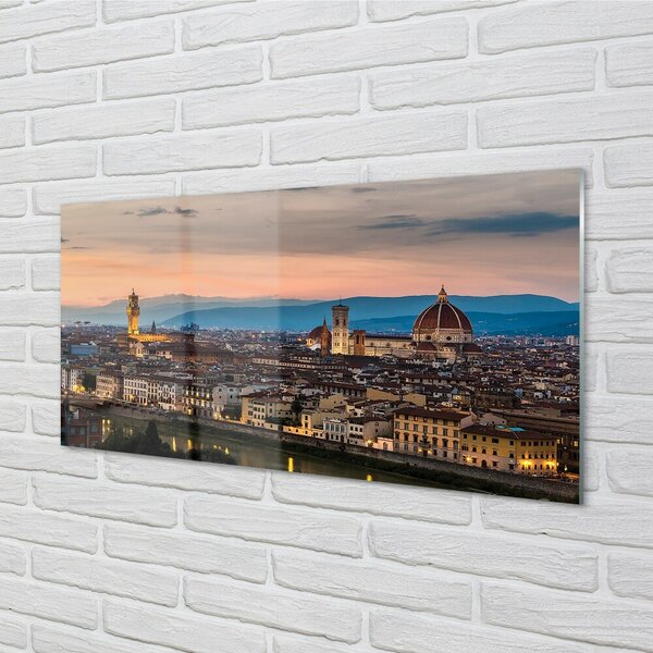 Quadro su vetro Italia panorama delle montagne cattedrale 100x50 cm 2 appendini