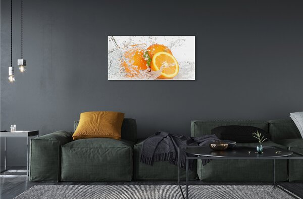 Quadro vetro Arance in acqua 100x50 cm 2 appendini