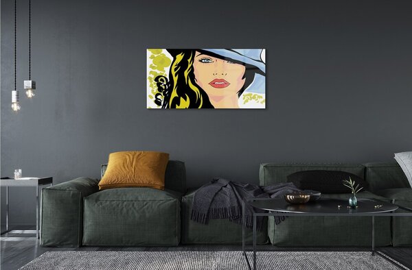 Quadro vetro Cappello da donna 100x50 cm 2 appendini