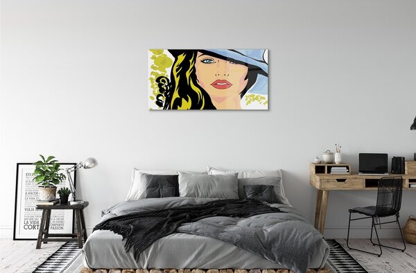 Quadro vetro Cappello da donna 100x50 cm 2 appendini