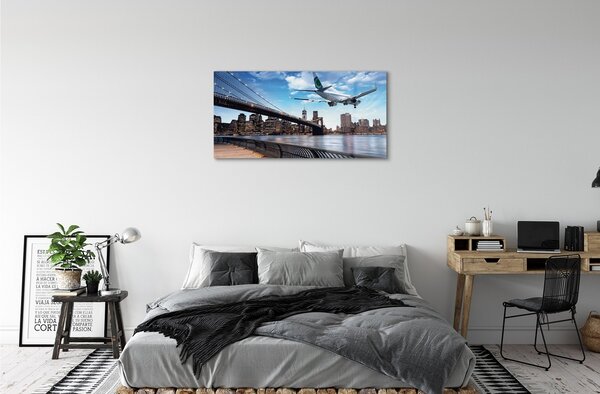 Quadro di vetro La città delle nuvole 100x50 cm 2 appendini