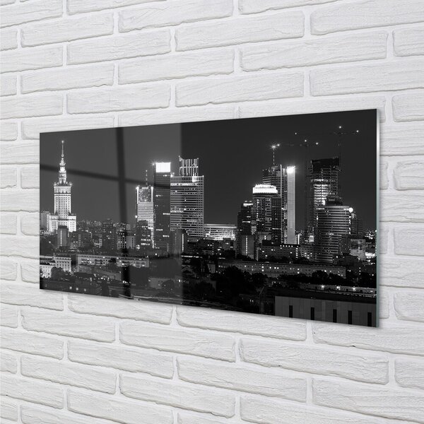 Quadro in vetro Varsavia panorama notturno grattacieli 100x50 cm 2 appendini