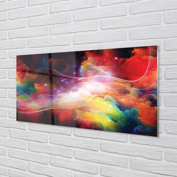 Quadro vetro Frattali d'onda astratti 100x50 cm 2 appendini