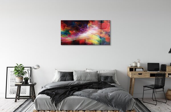 Quadro vetro Frattali d'onda astratti 100x50 cm 2 appendini