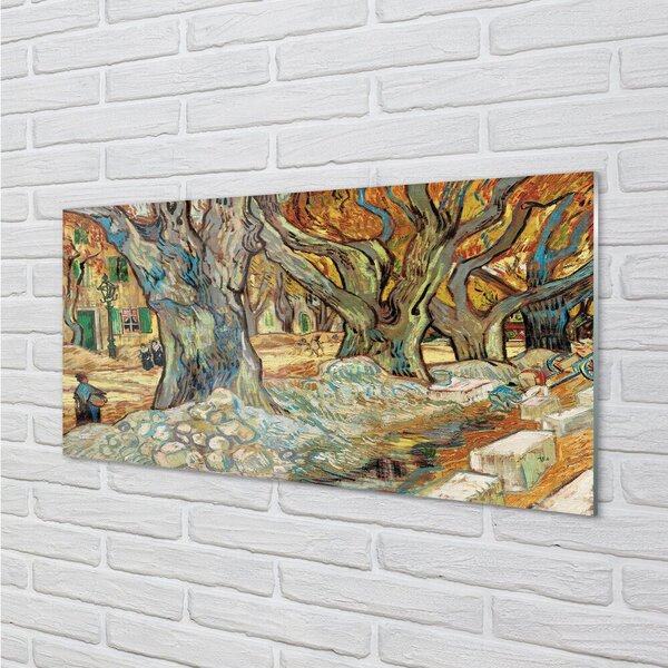 Quadro di vetro Riparare la strada - vincent van gogh 100x50 cm 2 appendini