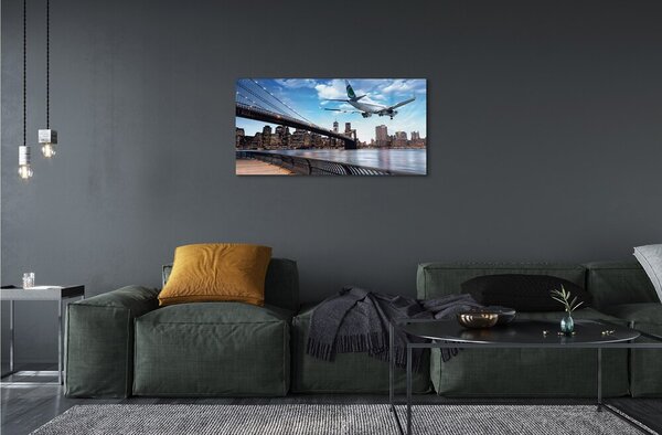 Quadro di vetro La città delle nuvole 100x50 cm 2 appendini