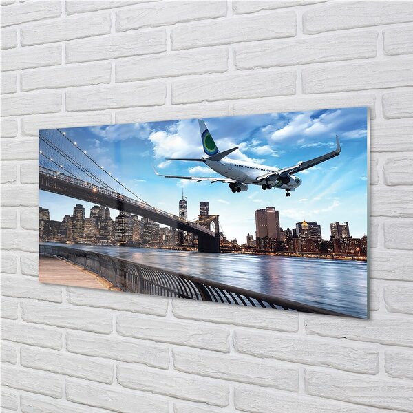 Quadro di vetro La città delle nuvole 100x50 cm 2 appendini