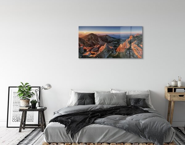 Quadro in vetro Tramonto sulle montagne 100x50 cm 2 appendini