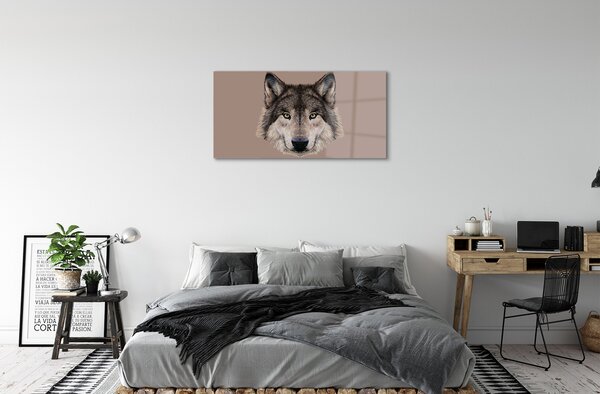 Quadro vetro Lupo dipinto 100x50 cm 2 appendini