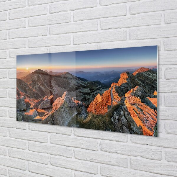 Quadro in vetro Tramonto sulle montagne 100x50 cm 2 appendini