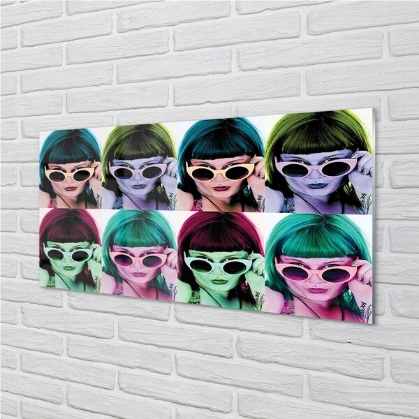 Quadro in vetro Occhiali per capelli colorati da donna 100x50 cm 2 appendini