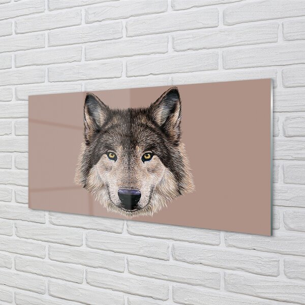Quadro vetro Lupo dipinto 100x50 cm 2 appendini
